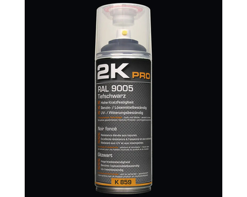 Barva ve spreji 2K PRO matná RAL 9005 sytě černá 400 ml 2K Pro RAL 9005 černá lesklá barva ve spreji