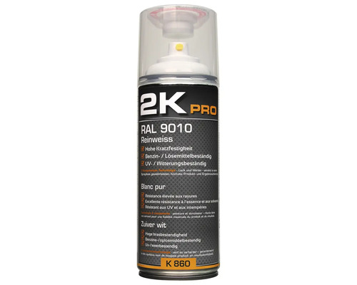 Barva ve spreji 2K PRO lesk RAL 9010 čistě bílá 400 ml 2K Pro sprej Reinweiss RAL 9010