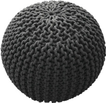Šedý pletený sedací puf