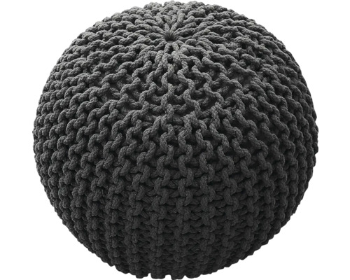 Šedý pletený sedací puf