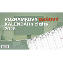 Poznámkový daňový kalendář s citáty 2026