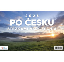 Titulní strana kalendáře 2026 ''Po Česku stezkami Via Czechia'' s motivem krajiny