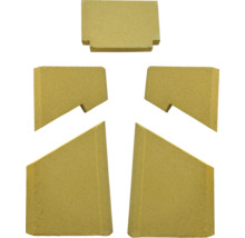 Vyzdívka topeniště pro kamna, skládající se z pěti tvarových cihel