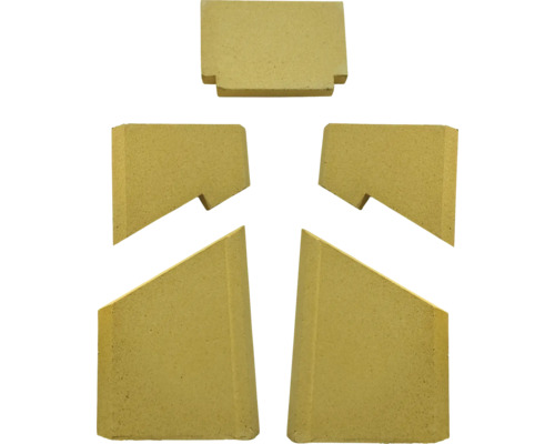 Sada 5 kusů odklápěcích desek (horní) pro krbová kamna HIRI 3.0, K6 2.0 Vyzdívka topeniště pro kamna, skládající se z pěti tvarových cihel