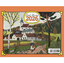 Kalendář Josefa Lady 2026 s ilustrací vesnické krajiny