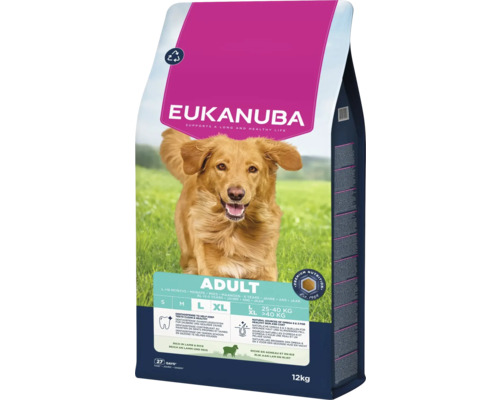 Krmivo pro dospělé psy EUKANUBA Adult L Jehněčí a rýže 12kg Eukanuba Adult suché krmivo pro psy s jehněčím a rýží v 12kilogramovém balení