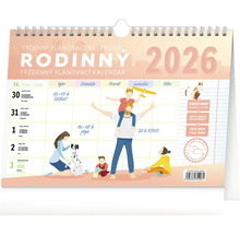 Rodinný plánovací kalendář na rok 2026 s ilustracemi rodinných aktivit