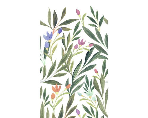 Ilustrace listů a květů na obkladu stěn