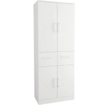 Bílá víceúčelová skříň se zásuvkami a dvířky pro další úložný prostor