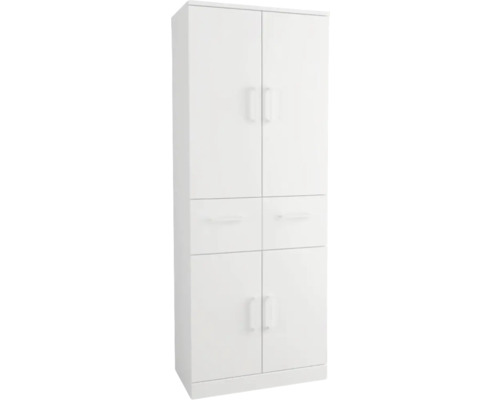 Skříňka vysoká form&style Lanai bílá 60 x 156 x 33,5 cm 56049 Bílá víceúčelová skříň se zásuvkami a dvířky pro další úložný prostor