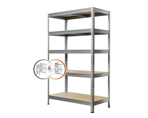 Kovový regál Kovona Praktik VRPRV1801204505P0001 1800x1200x450 mm 5 polic pozinkovaný