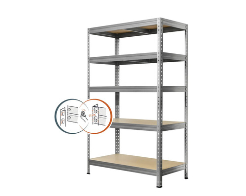 Kovový regál Kovona Praktik VRPRV1800904505P0001 1800x900x450 mm 5 polic pozinkovaný