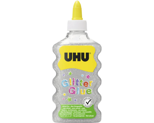 Lepidlo UHU Glitter Glue Silver Maxi 185 g / 177 ml UHU Glitter Glue lepidlo bez rozpouštědel