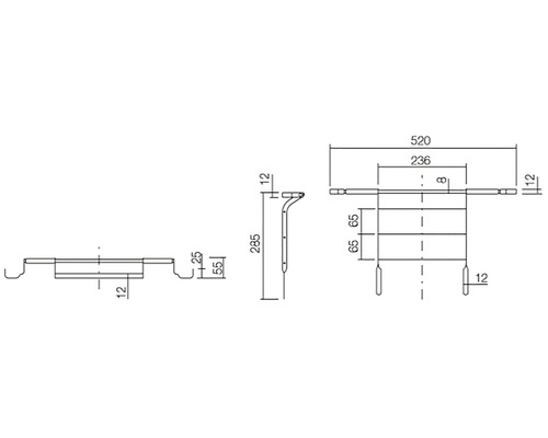 Technický výkres montážního dílu s rozměry