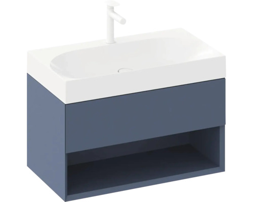 Umyvadlo se skříňkou a otevřenou přihrádkou