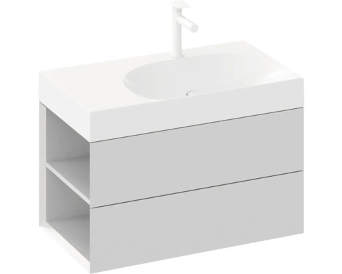 Skříňka pod umyvadlo se dvěma zásuvkami a otevřenou přihrádkou