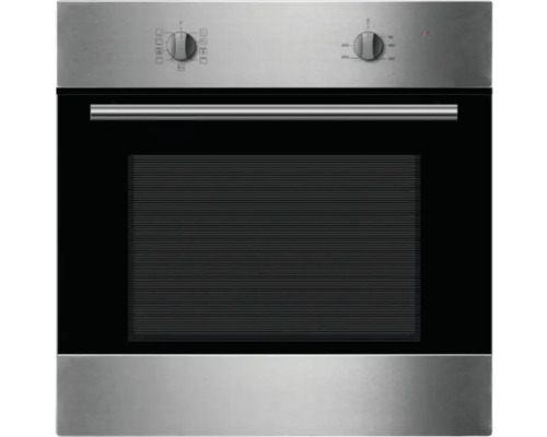 Vestavná nerezová trouba se skleněnou přední stranou a otočnými knoflíky