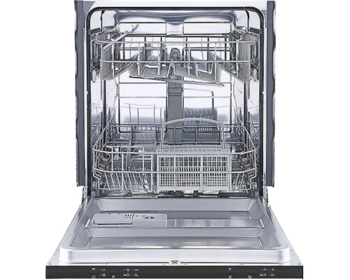 Otevřená myčka na nádobí s koši na nádobí