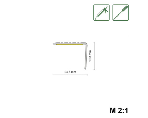 Průřez profilu o rozměrech 24,5 milimetru a 19,3 milimetru