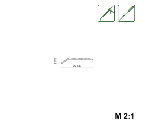 Profilová lišta o rozměrech 5 mm x 29 mm