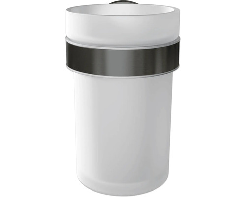 Bílý koupelnový odpadkový koš s kovovým pásem