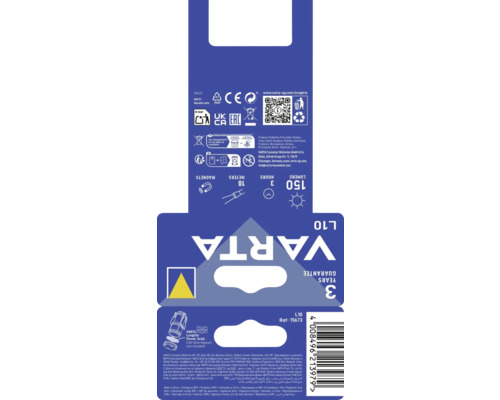 Balení baterie Varta Longlife Power 3xAA. Zobrazen symbol baterie. Záruka tři roky.