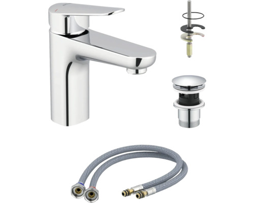 Umyvadlová baterie s odtokovou soupravou a připojovacími hadicemi