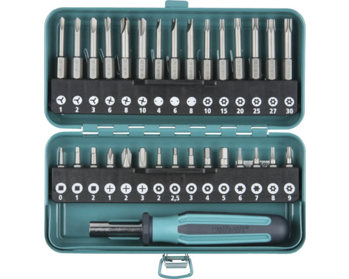 Sada šroubovacích bitů Wolfcraft v otevřené krabičce