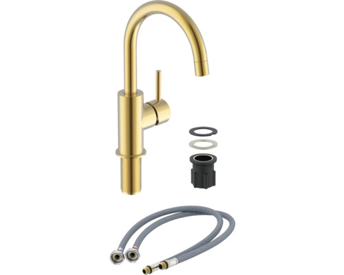 Kuchyňská vodovodní baterie z kovu s připojovacími hadicemi a montážním materiálem