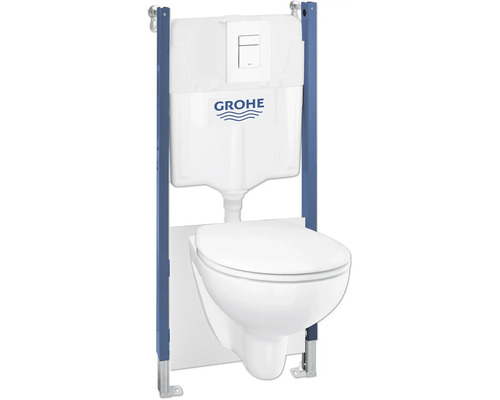 Závěsné WC set GROHE Solido 5v1 bez splachovacího kruhu vč. WC prkénka 39563000 Předstěnový instalační prvek se závěsným WC a logem Grohe