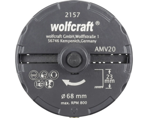 Drážkovací fréza Wolfcraft AMV20 o průměru 68 mm, maximálně 800 otáček za minutu