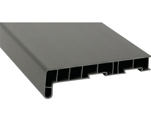 Parapet na míru PVC vnitřní s nosem Quarzgrau 703905 17/40x150 mm, délka na přání 500-5000 mm Plastový profil parapetu v průřezu