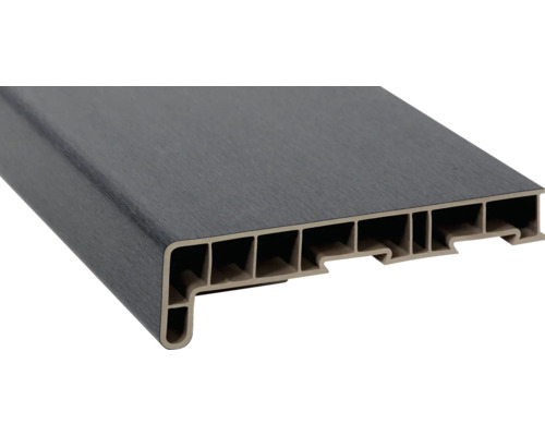 Parapet na míru PVC vnitřní s nosem Metrbrush Antrazitgrau 4361006 17/40x350 mm, délka na přání 500-5000 mm Plastová profilová lišta v řezu