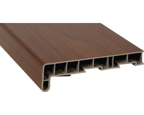 Parapet na míru PVC vnitřní s nosem Sorrento Balsamico 4363042 17/40x530 mm, délka na přání 500-5000 mm Plastový okenní parapet s dřevěnou strukturou