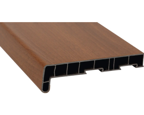 Parapet na míru PVC vnitřní s nosem Walnuss Kolonial 4363062 17/40x450 mm, délka na přání 500-5000 mm Plastový profil okenního parapetu s dřevěným dekorem
