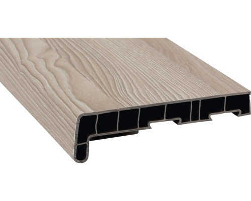 Parapet na míru PVC vnitřní s nosem Riberia Ash Cream 20052006 17/40x250 mm, délka na přání 500-5000 mm Plastový okenní parapet s dřevěným dekorem