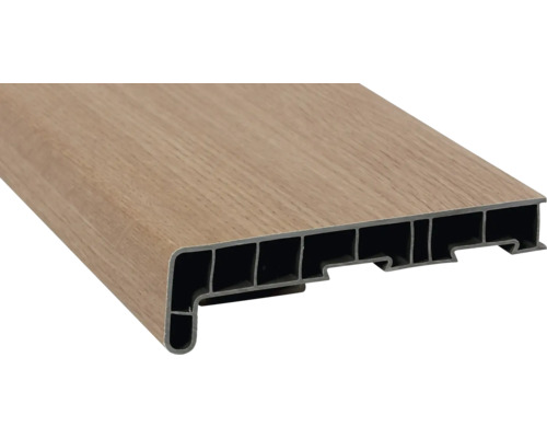 Parapet na míru PVC vnitřní s nosem Sandringham Oak 90039008 17/40x150 mm, délka na přání 500-5000 mm Plastový okenní parapet s dřevěným dekorem