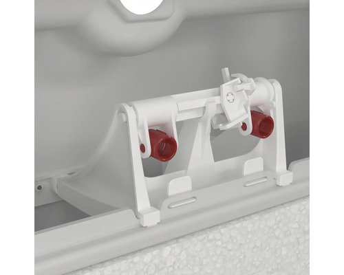 Vnitřní pohled na splachovací nádržku s mechanismem pro ovládání splachování toalety