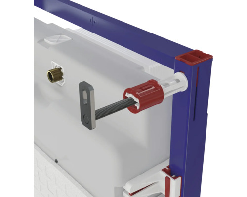 Detailní pohled na instalační prvek pro WC s upevňovacím materiálem