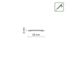 Rozměrový profil: 2 mm vysoký, 28 mm široký