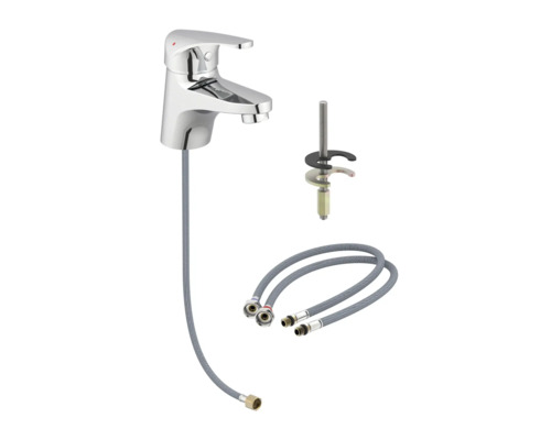 Umyvadlová baterie s připojovacími hadicemi a upevňovacím materiálem