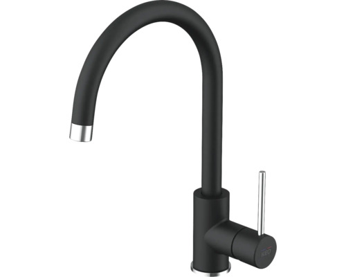 Černá kuchyňská baterie s vysokým výtokem