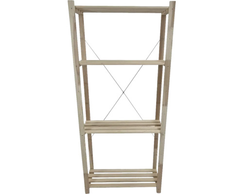 Dřevěný regál se třemi úrovněmi pro skladování a prezentaci