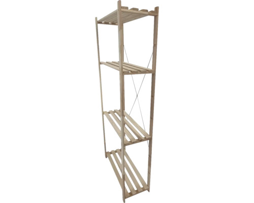 Dřevěný regál se čtyřmi policemi