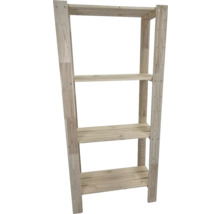 Dřevěný regál se čtyřmi policemi