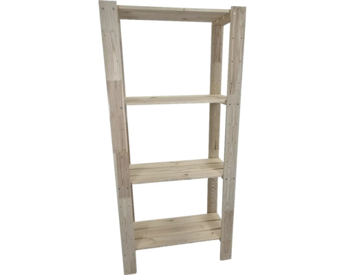 Dřevěný regál se čtyřmi policemi