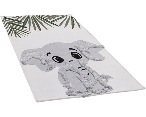 Koberec s motivem slona a rostlinným vzorem