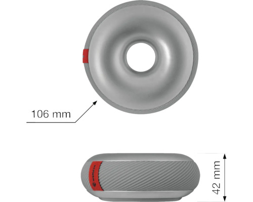 Obrázek lanového zámku o rozměrech 106 milimetrů a 42 milimetrů.