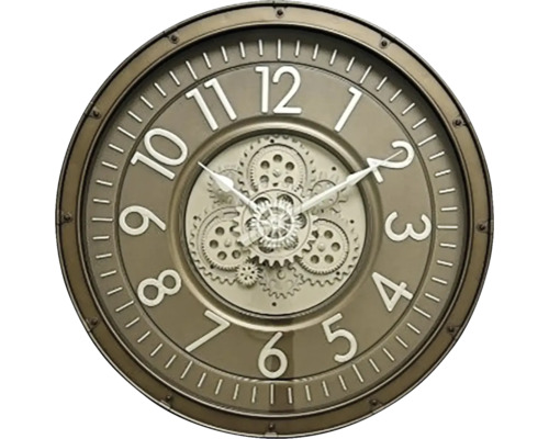 Dekorativní nástěnné hodiny s viditelným hodinovým strojkem
