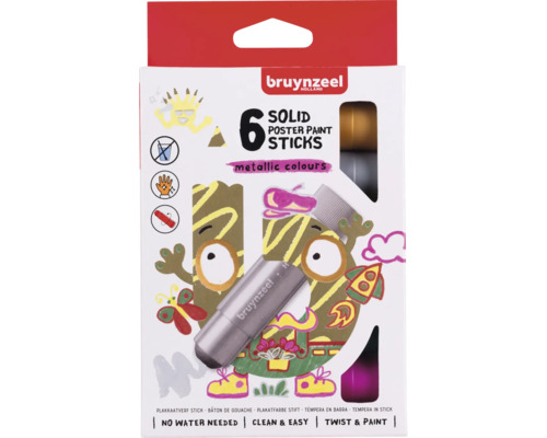 Balení šesti metalických barev Bruynzeel Holland Poster Paint Sticks